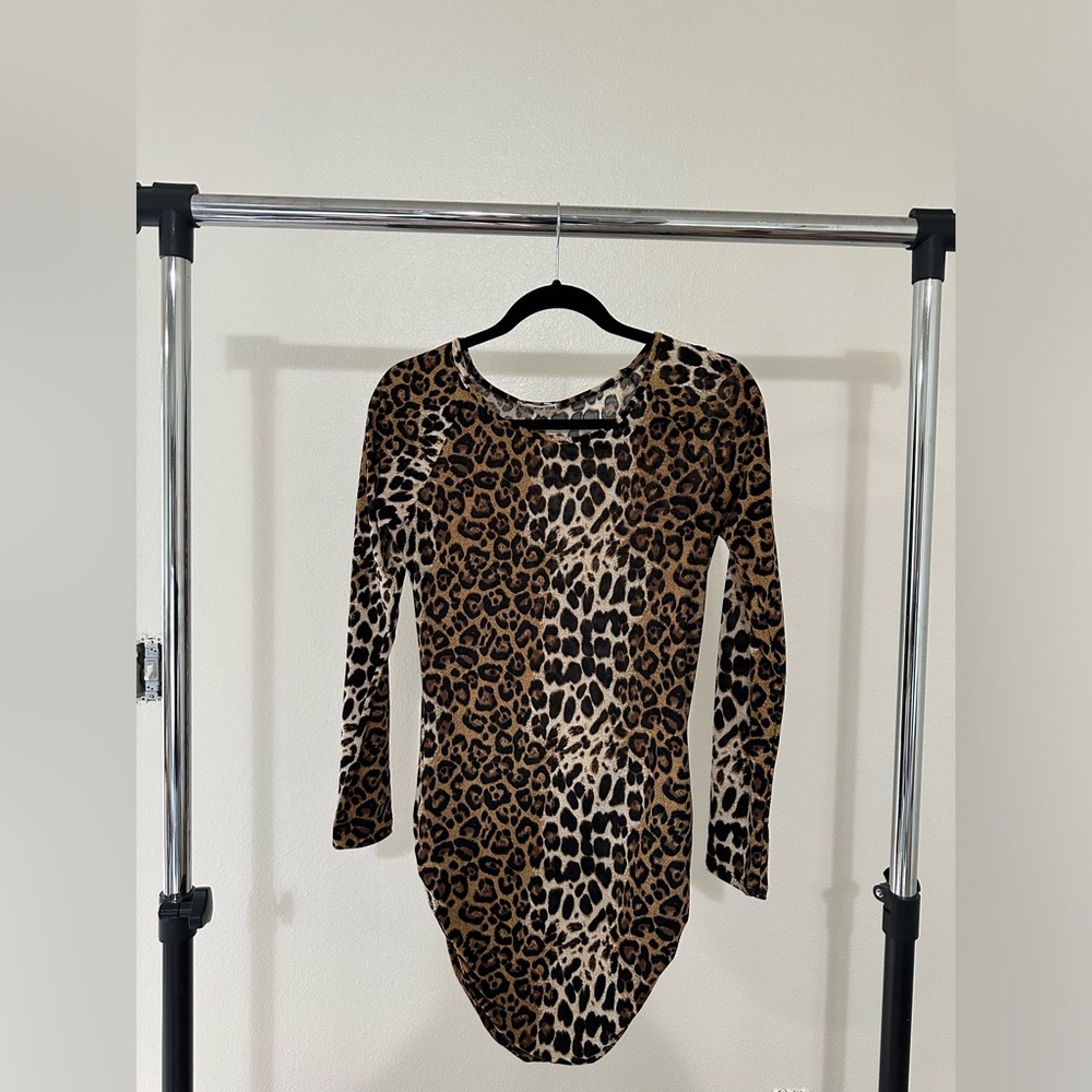 Lollipop Star Tan and Black Leopard Print Fitted Long Sleeve